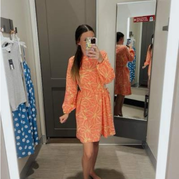 NWT Universal Thread Balloon Sleeve Dress Pink Yellow Floral Size XL - Picture 6 of 7